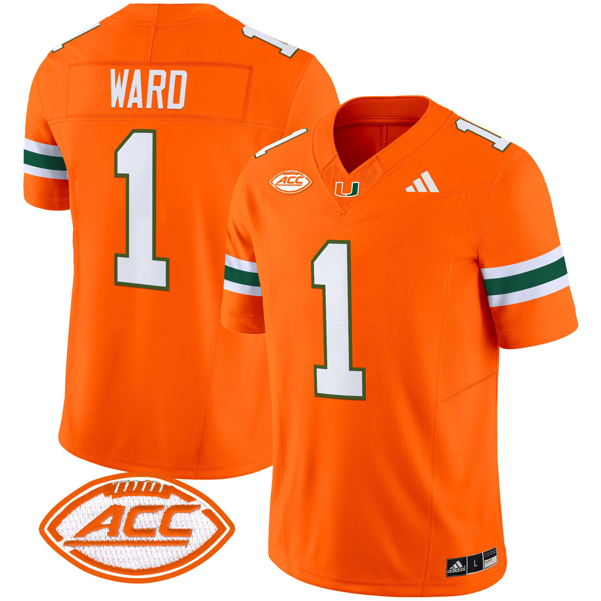 Men Miami Hurricanes #1 Ward Orange 2024 Vapor Limited NCAA Jersey style 1